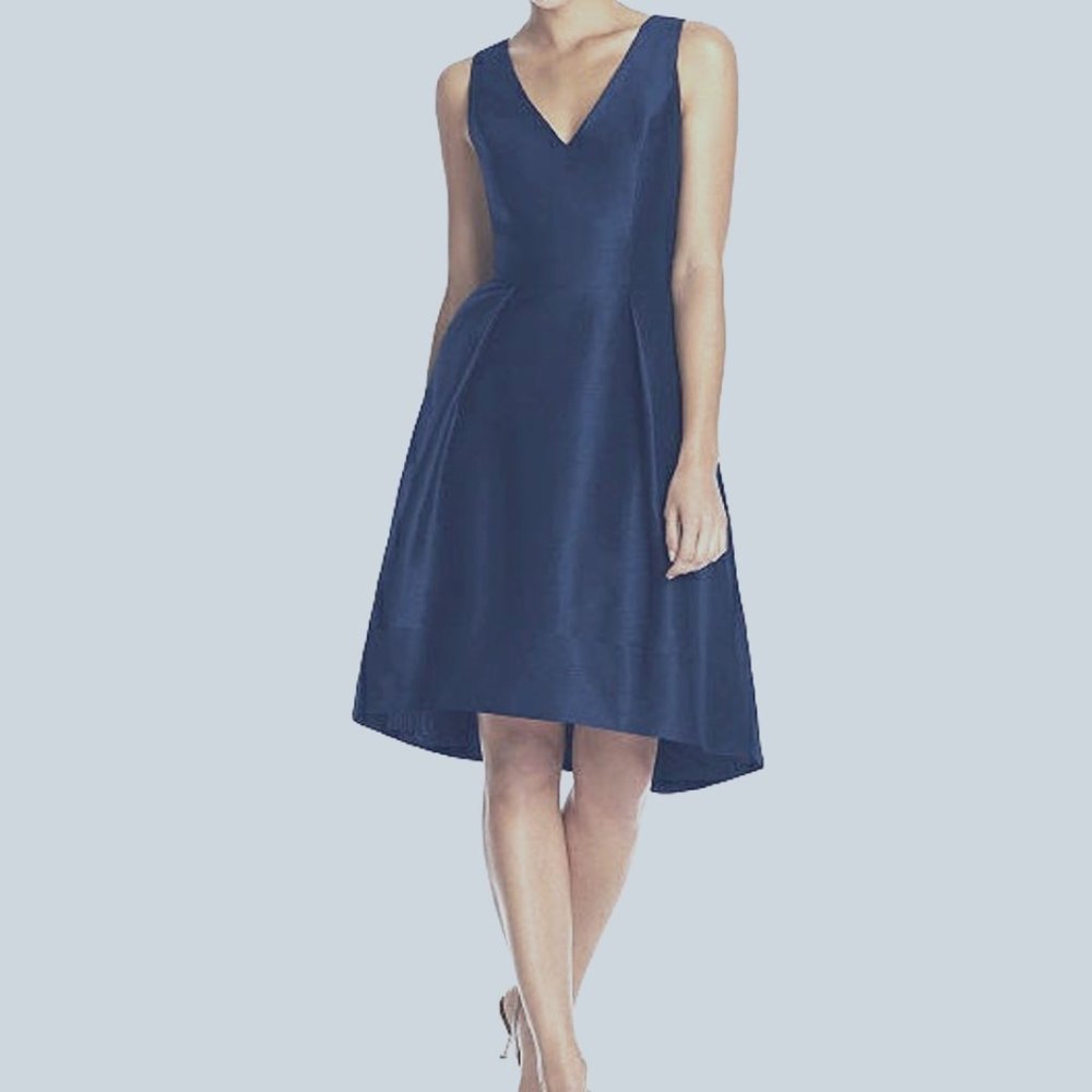 ALFRED SUNG Dupoini Cocktail Dress (Navy Blue)(22)
